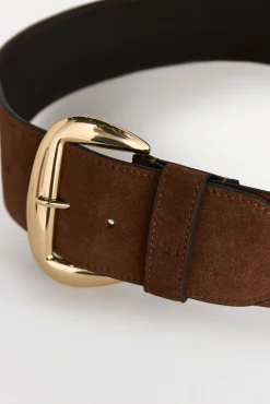 Cinturón ancho piel hebilla ovalada