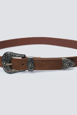 Cinturón cowboy hebilla flores