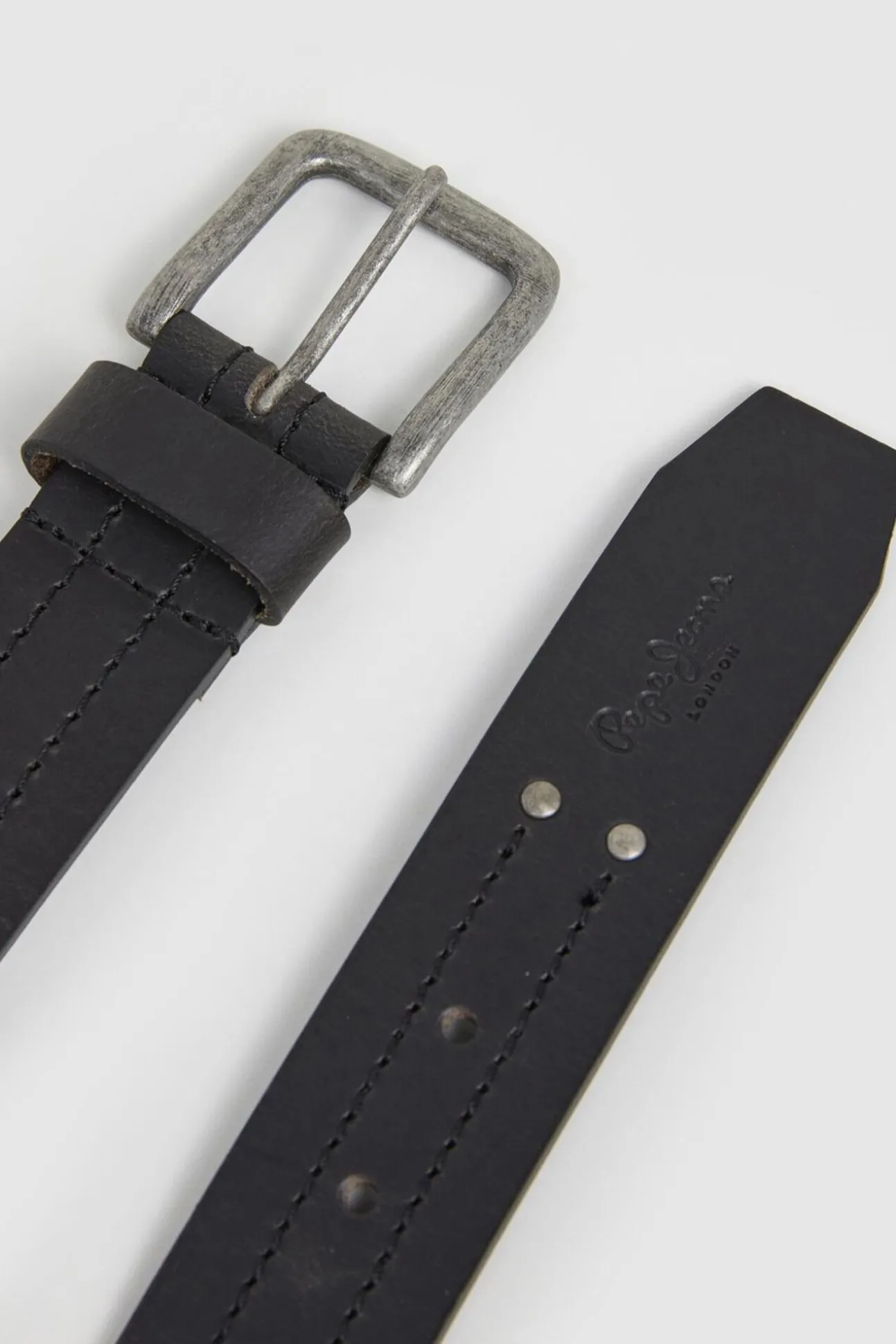 Cinturón Piel Hebilla Cuadrada