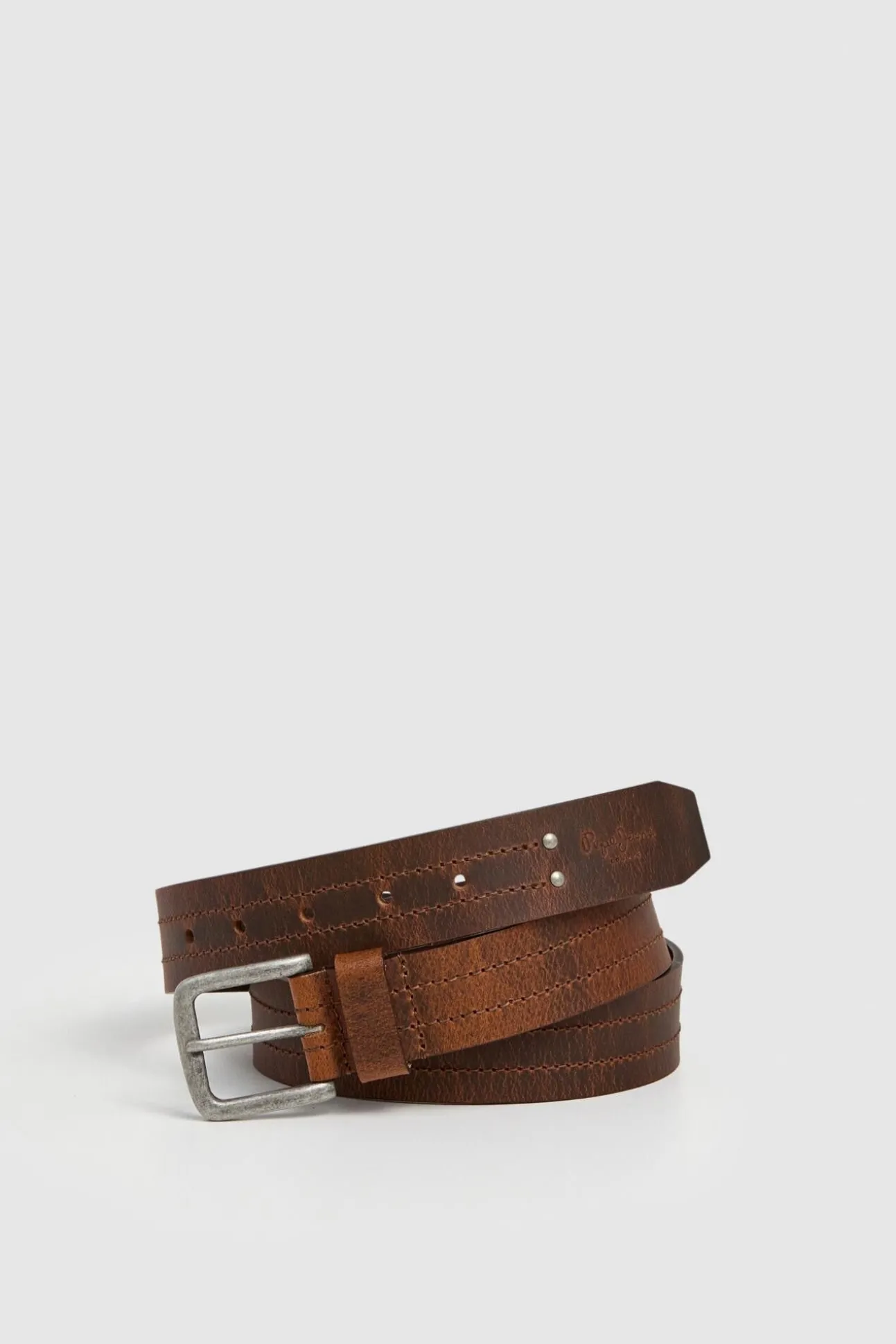 Cinturón Piel Hebilla Cuadrada