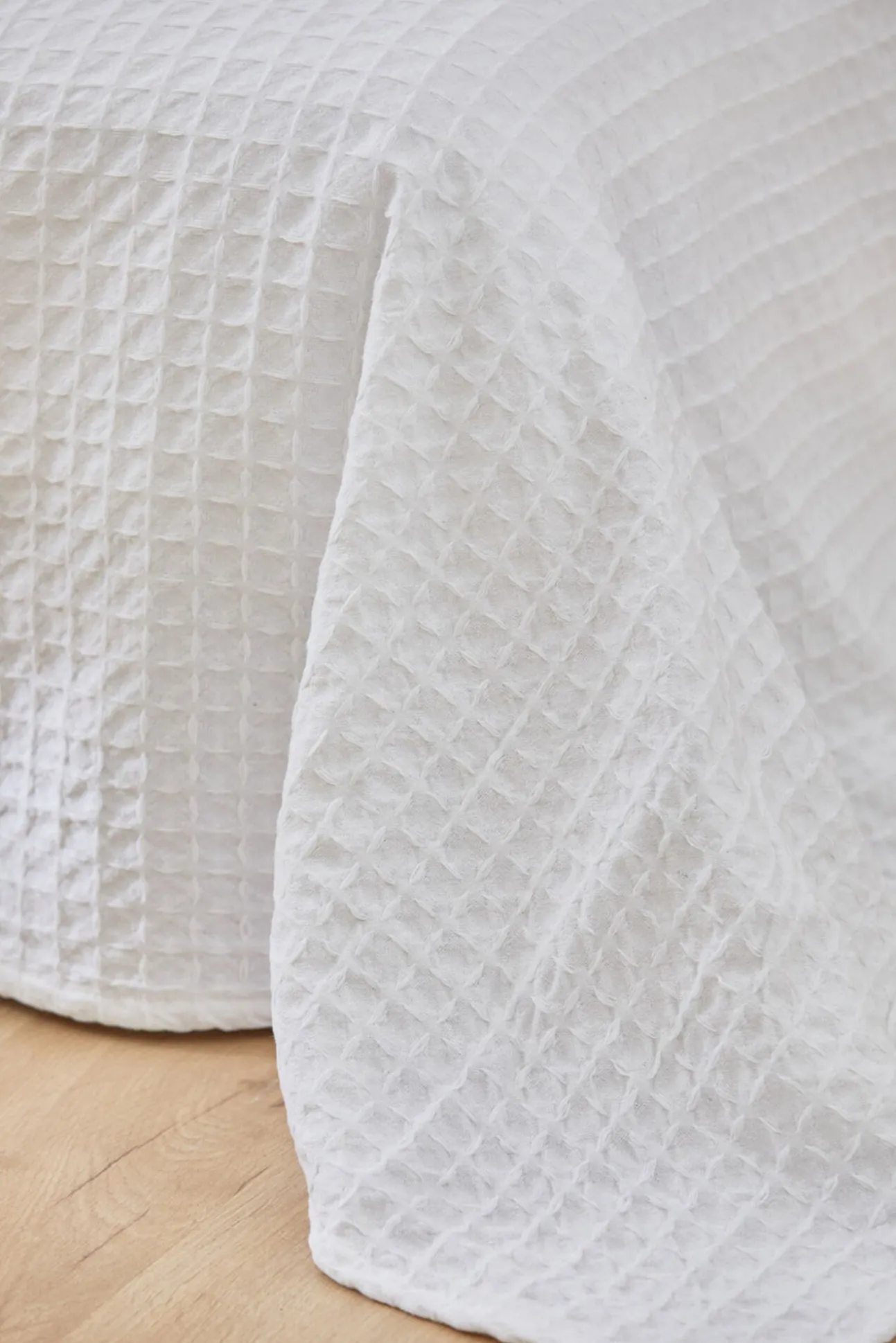 Colcha de algodón nido de abeja blanco Panal