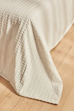 Colcha de algodón nido de abeja blanco Panal