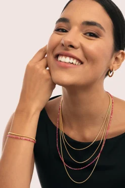 Collar Cleopatra Pink Acero Baño Oro