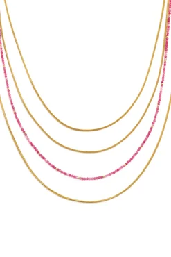 Collar Cleopatra Pink Acero Baño Oro
