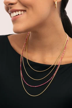Collar Cleopatra Pink Acero Baño Oro