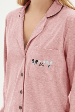Conjunto pijama camisero bolsillo animales rosa