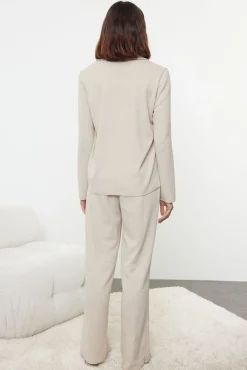 Conjunto pijama camisero punto con lazos