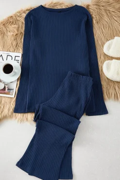 Conjunto pijama canalé aberturas azul