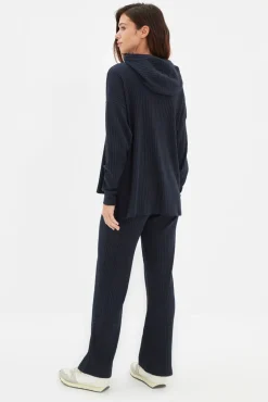 Conjunto pijama canalé con capucha azul