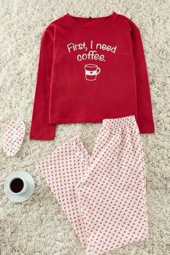 Conjunto pijama corazones rojo