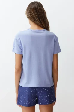 Conjunto pijama corto estrellas azul