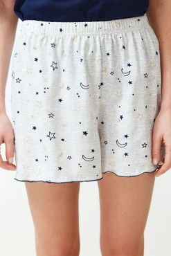 Conjunto pijama corto volantes estrellas azul