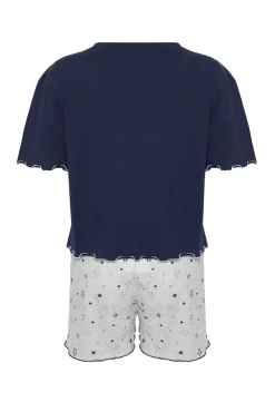 Conjunto pijama corto volantes estrellas azul