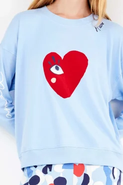 Conjunto pijama en punto interlock motivos corazones