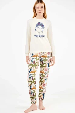 Conjunto pijama Frida Kahlo en punto all-over