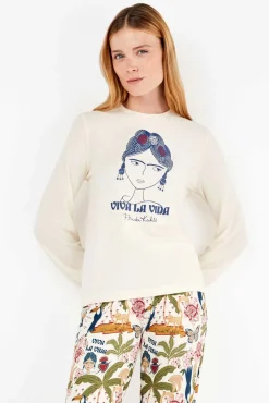 Conjunto pijama Frida Kahlo en punto all-over
