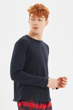 Conjunto pijama hombre cuadros rojo y azul