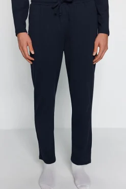 Conjunto pijama largo liso azul hombre