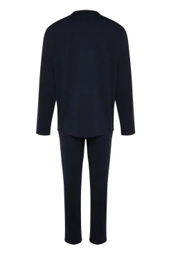 Conjunto pijama largo liso azul hombre