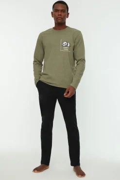 Conjunto pijama liso hombre dibujo panda