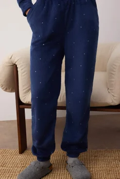 Conjunto pijama polar azul lunares