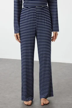 Conjunto pijama viscosa rayas azul arco iris