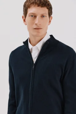 Cárdigan algodón con cashmere cierre cremallera