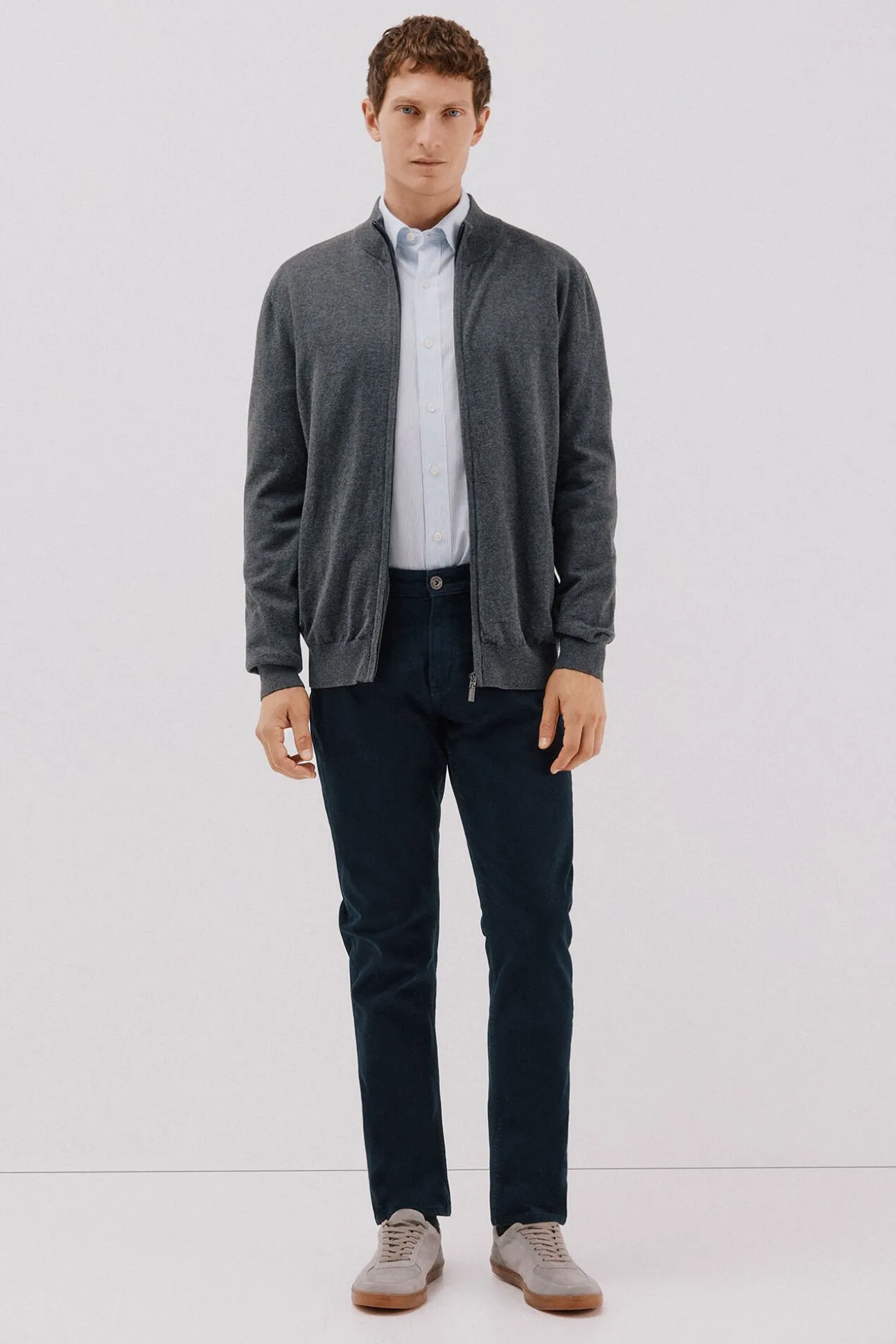 Cárdigan algodón con cashmere cierre cremallera