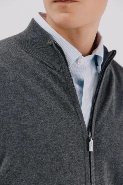 Cárdigan algodón con cashmere cierre cremallera