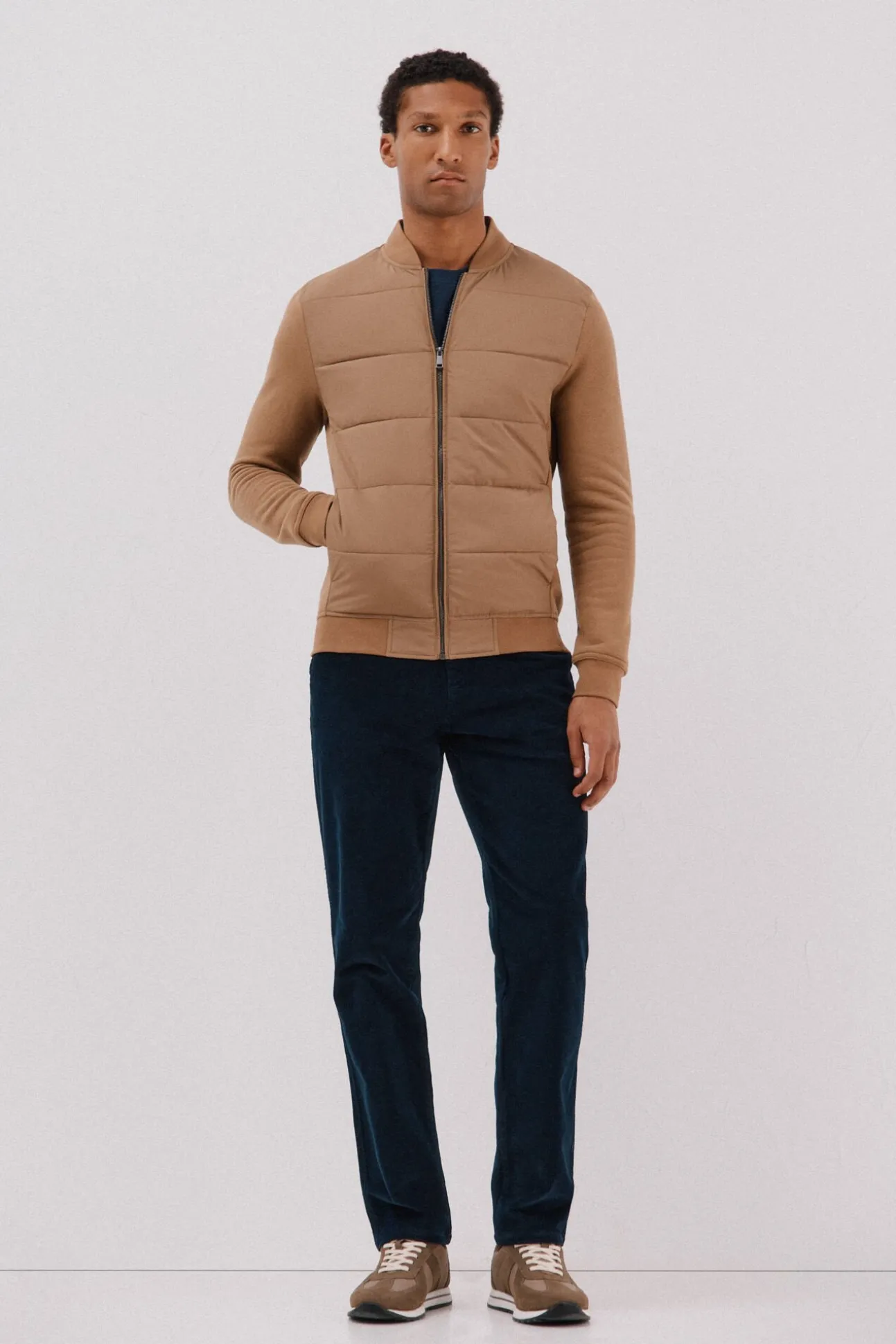 Cárdigan bomber tejido combinado