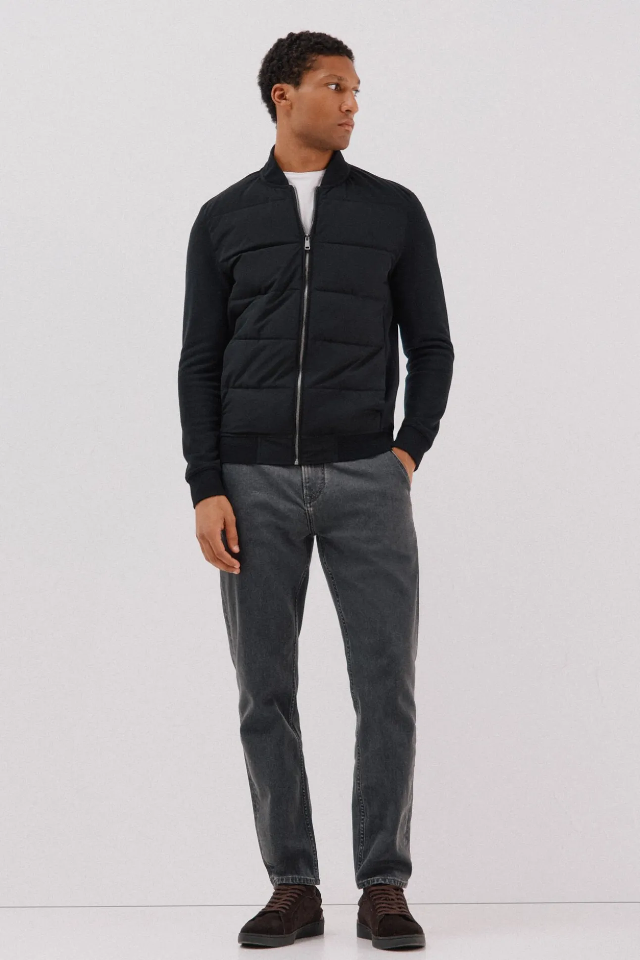 Cárdigan bomber tejido combinado