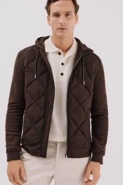 Cárdigan capucha tejido combinado