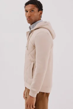 Cárdigan capucha tejido combinado