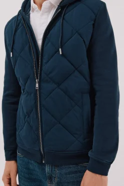 Cárdigan capucha tejido combinado