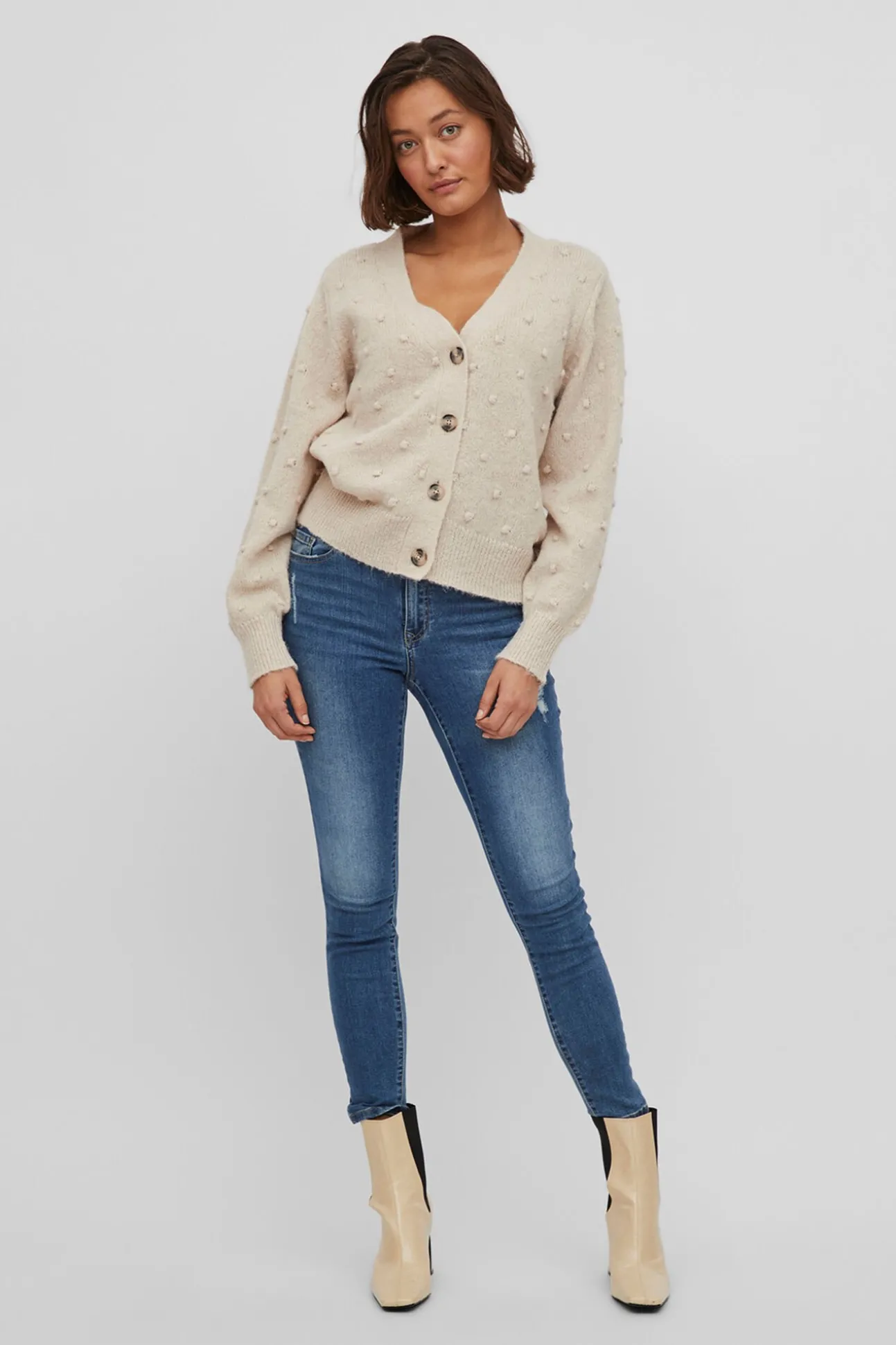 Cárdigan con perlas de punto