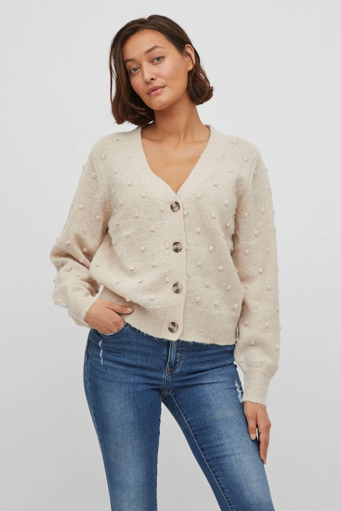 Cárdigan con perlas de punto