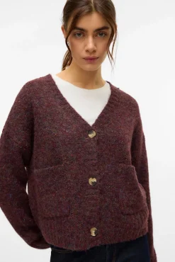 Cárdigan corto de manga larga con bolsillos