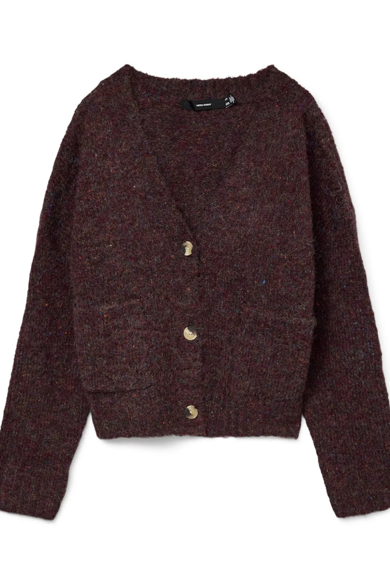 Cárdigan corto de manga larga con bolsillos