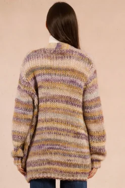 Cárdigan de mujer de manga larga estampado rayas