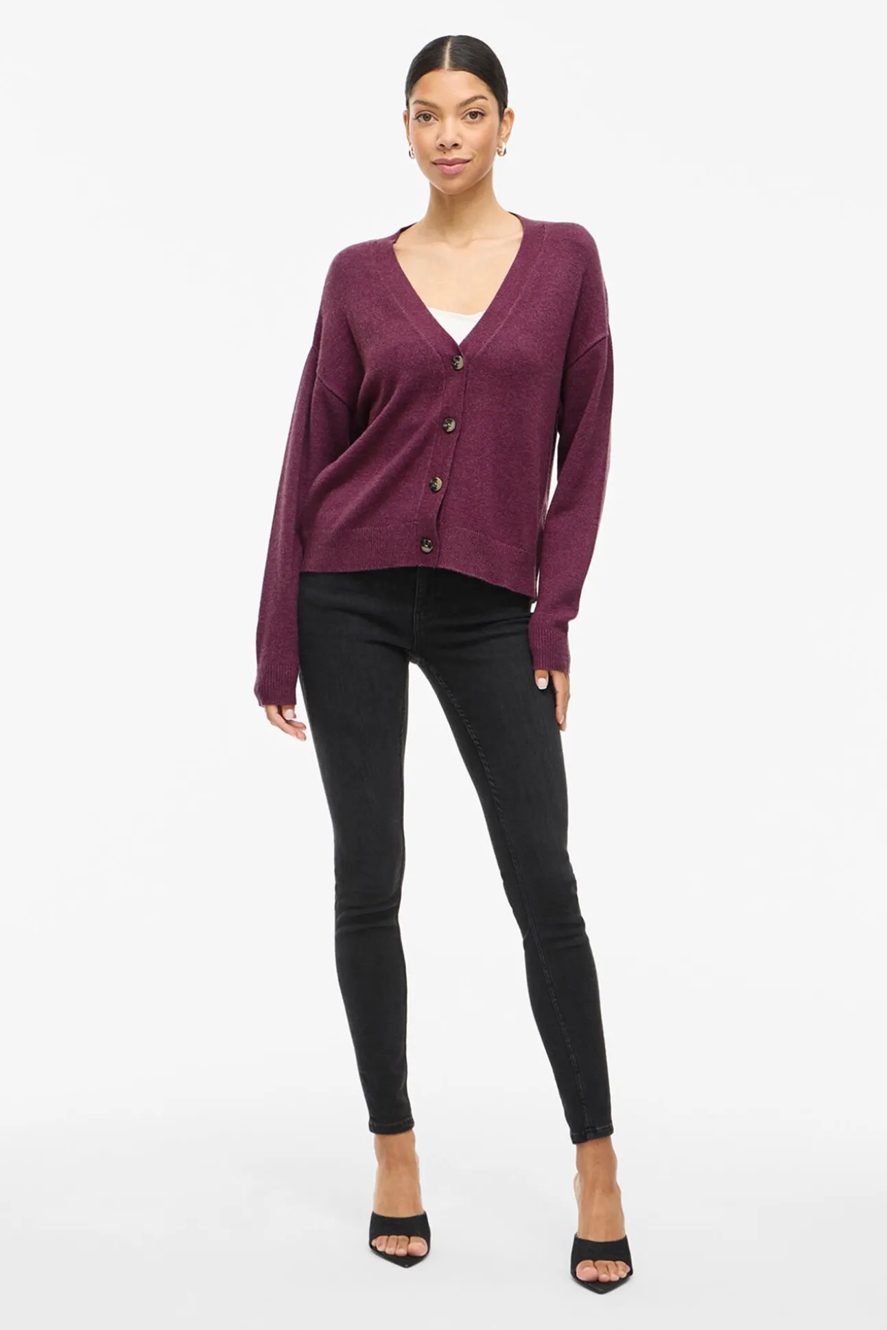 Cárdigan de punto abotonado con viscosa