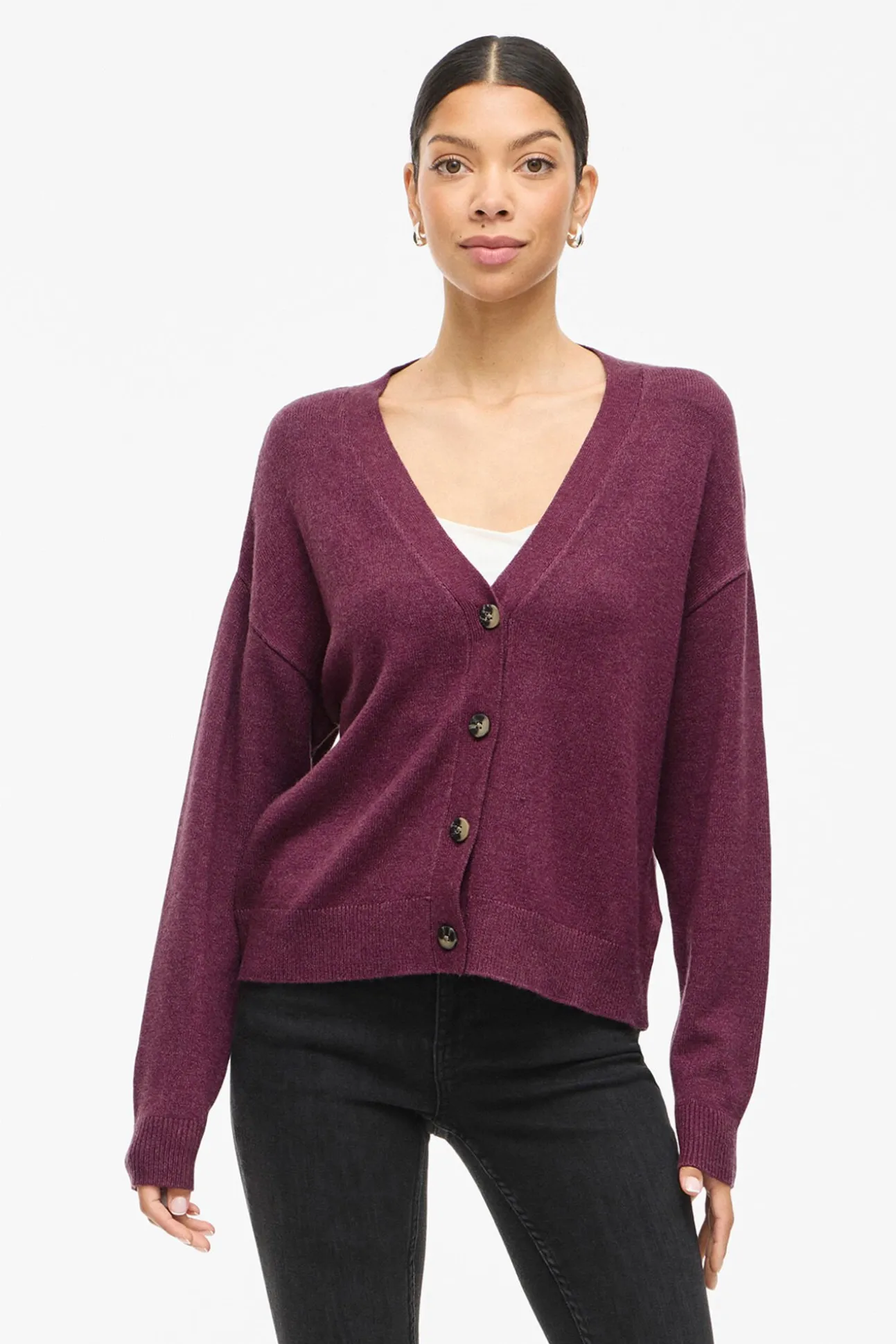 Cárdigan de punto abotonado con viscosa