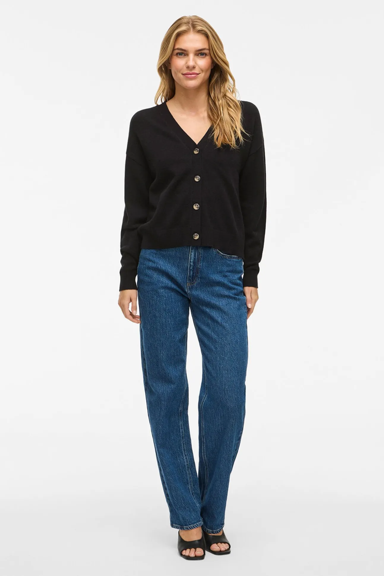 Cárdigan de punto abotonado con viscosa