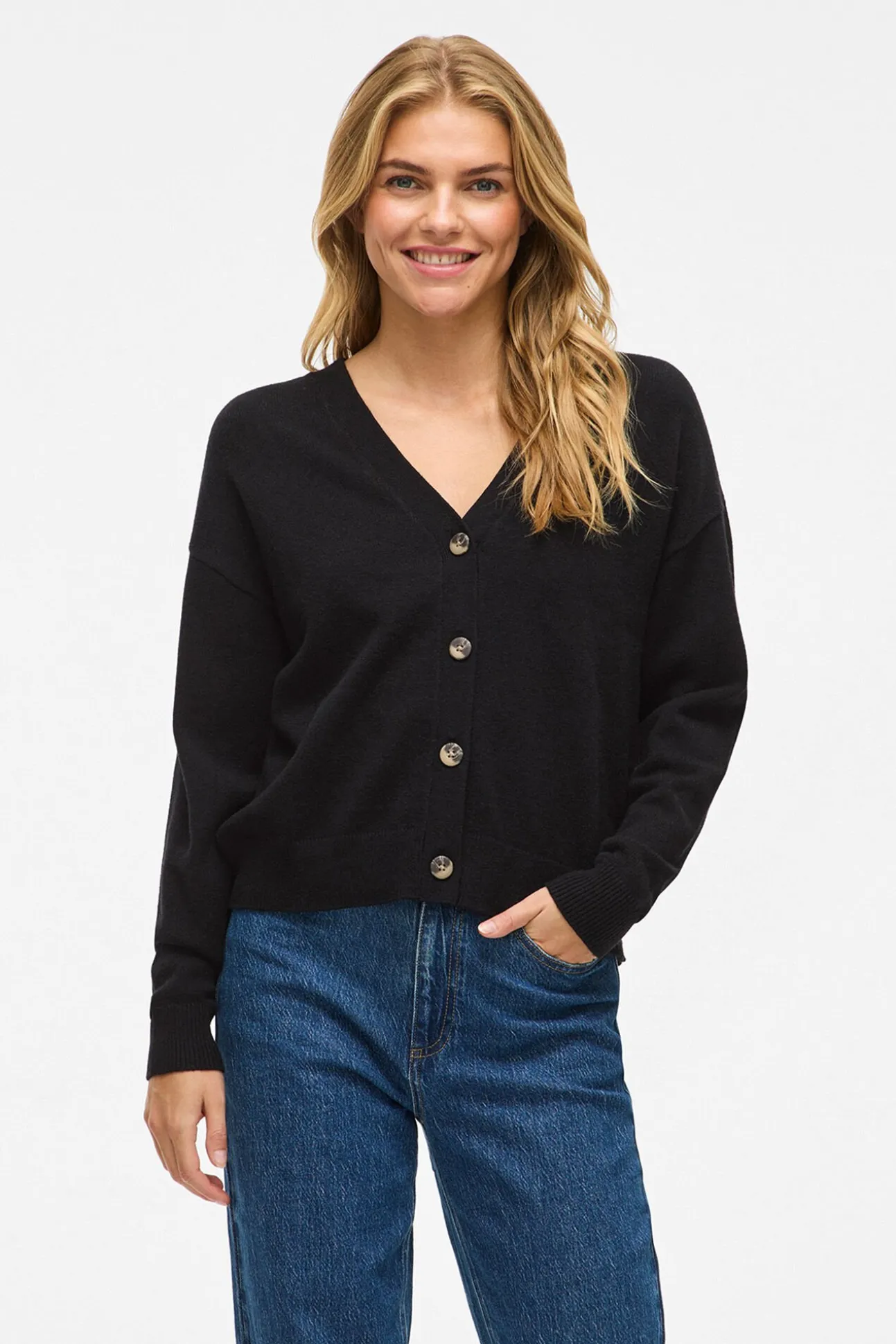 Cárdigan de punto abotonado con viscosa