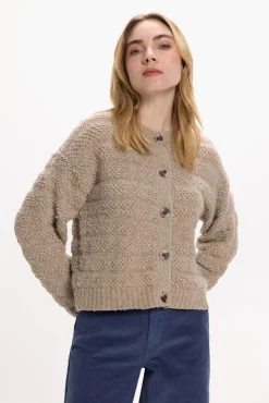 Cárdigan de punto abotonado con lana