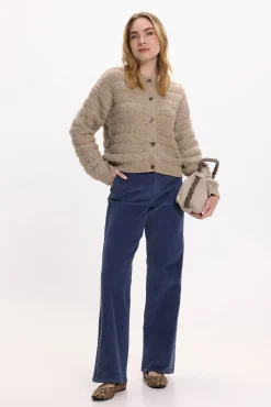 Cárdigan de punto abotonado con lana