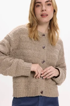 Cárdigan de punto abotonado con lana