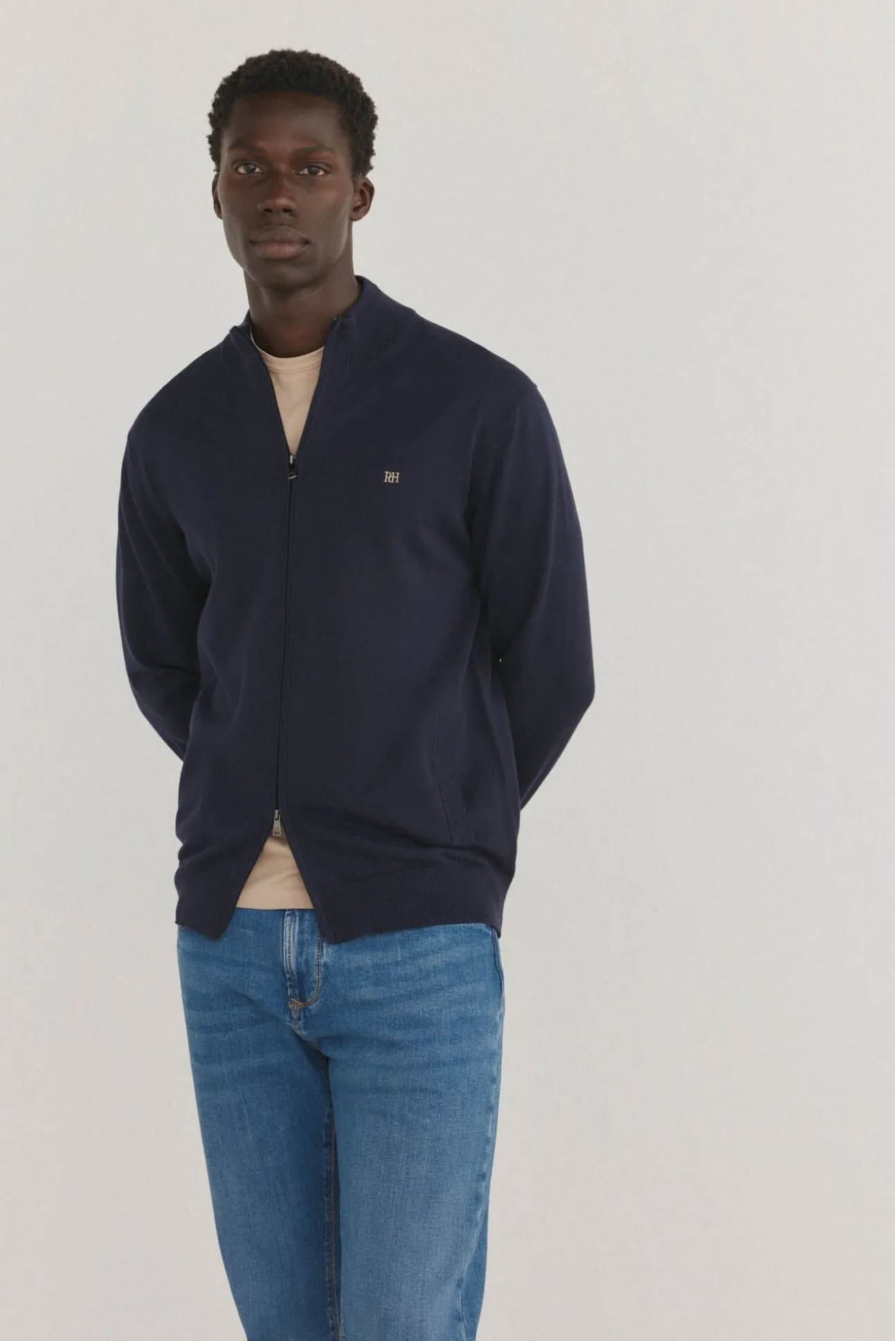 Cárdigan fino algodón premium cremallera