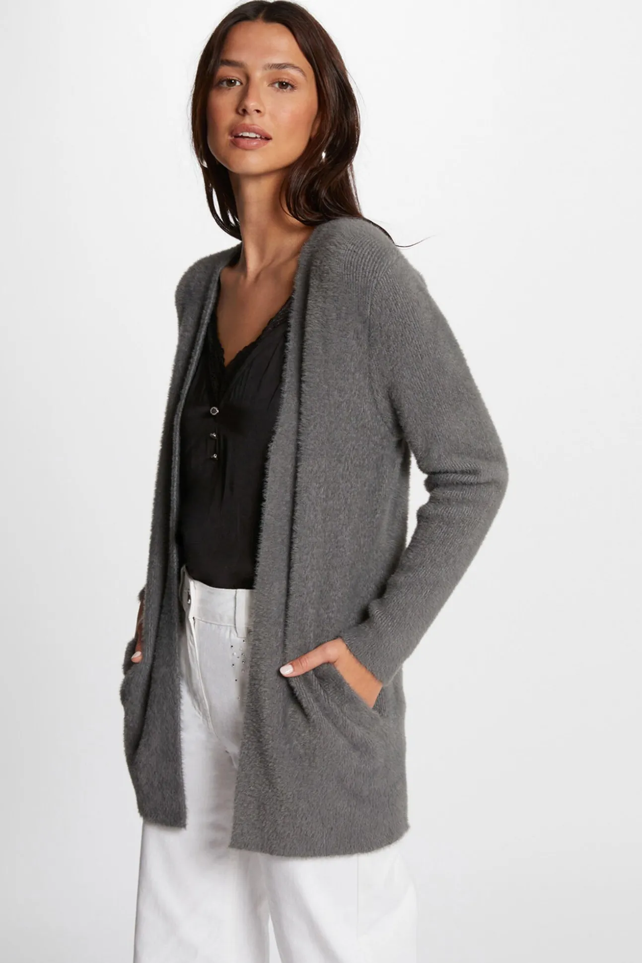 Cárdigan largo punto aterciopelado