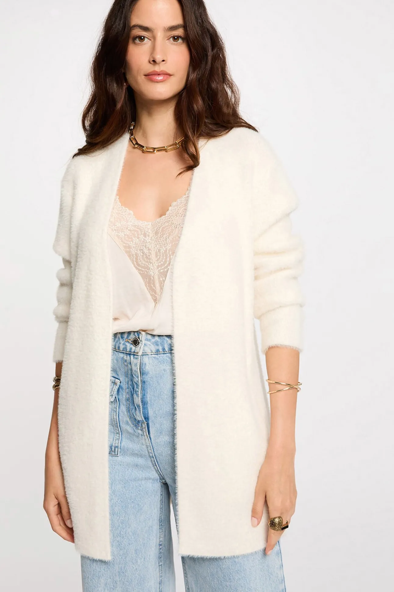 Cárdigan largo punto aterciopelado