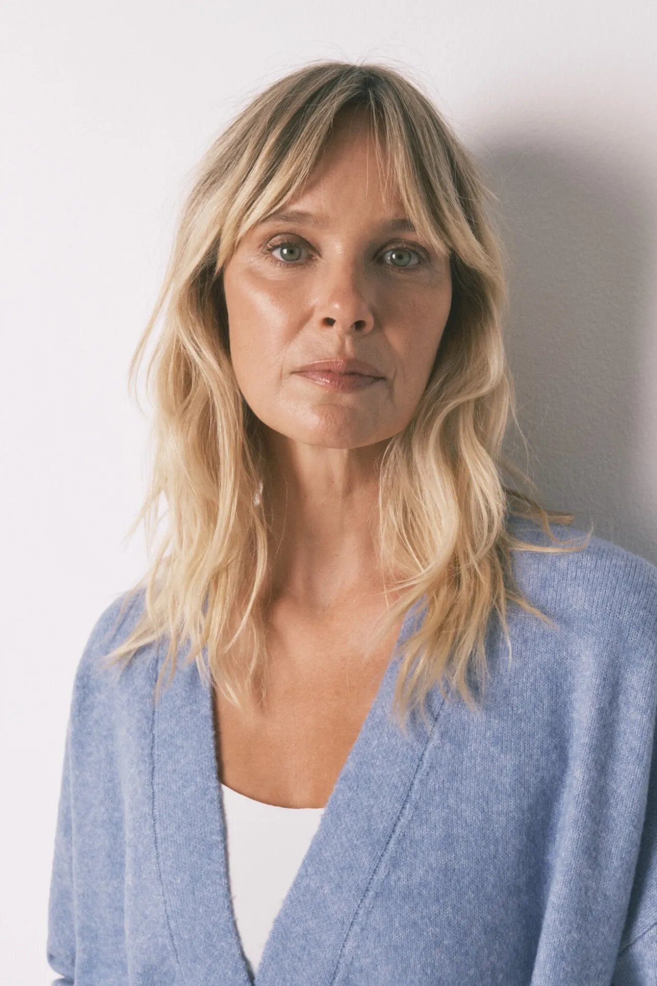 Cárdigan midi punto tricot azul